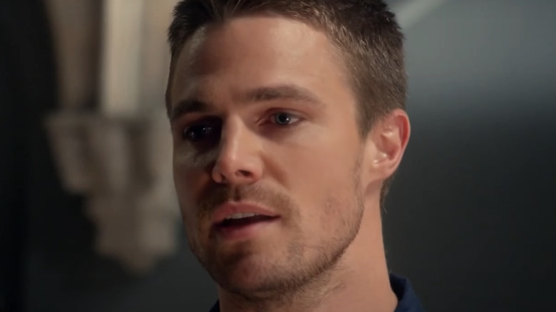 Stephen Amell acting in Arrow