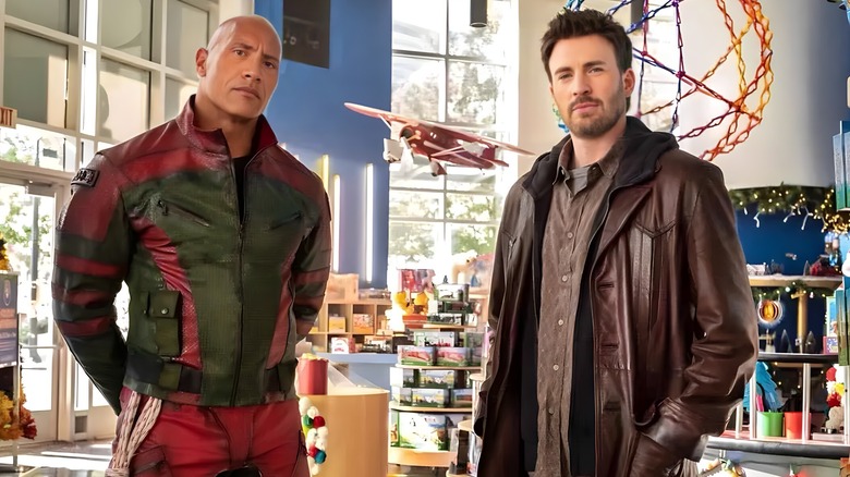 Dwayne Johnson and Chris Evans in Red One still
