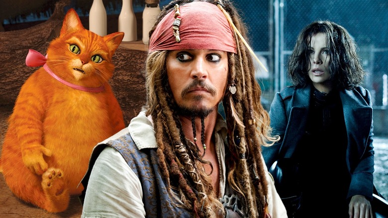 Puss, Jack Sparrow, and Selene in a composite image