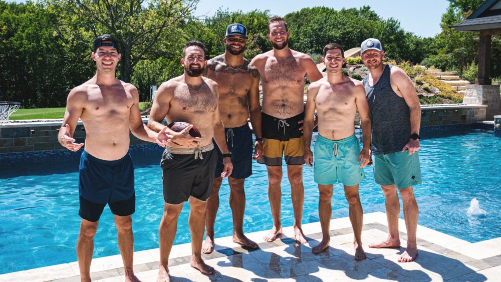 The men of Dude Perfect at the pool