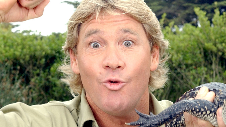 Steve Irwin with a crocodile