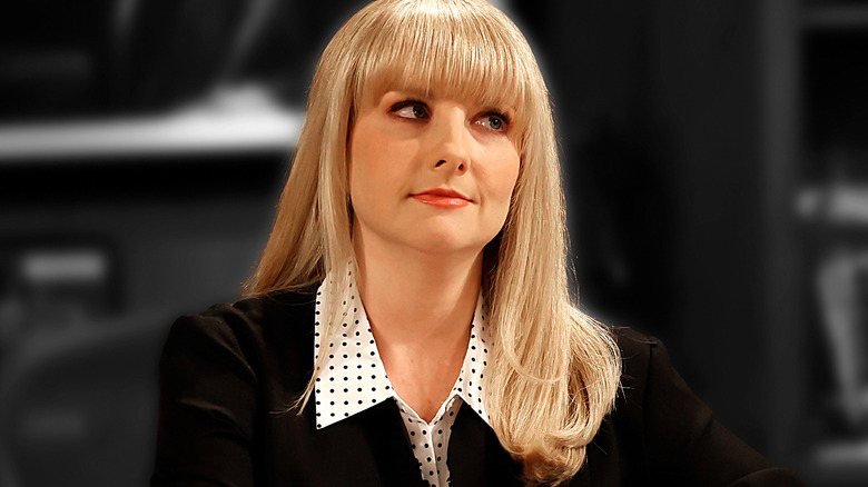 Melissa Rauch looking unhappy