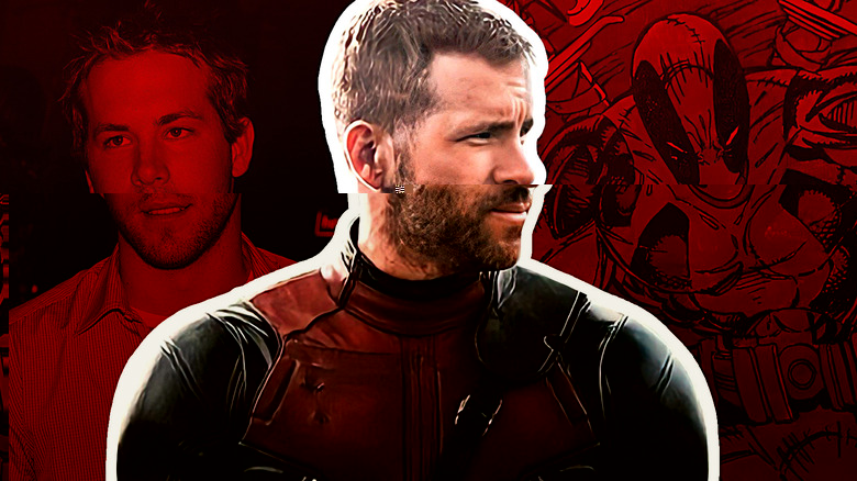 Ryan Reynolds wears Deadpool suit