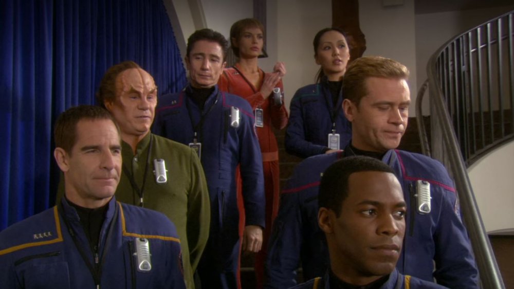 The crew of Enterprise, as seen in the Star Trek: Enterprise episode "Demons"