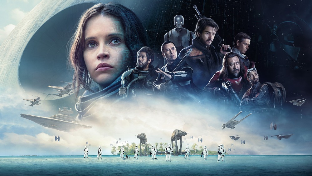 Felicity Jones, Diego Luna, Forest Whitaker, Donnie Yen, Riz Ahmed, and Jiang Wen in Rogue One
