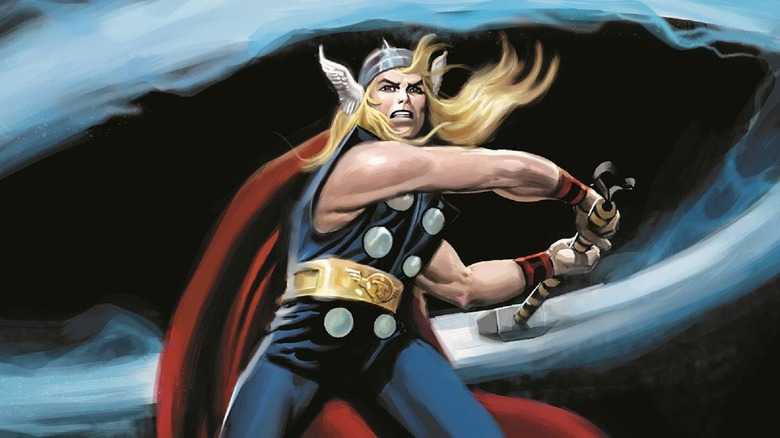 Thor wielding hammer