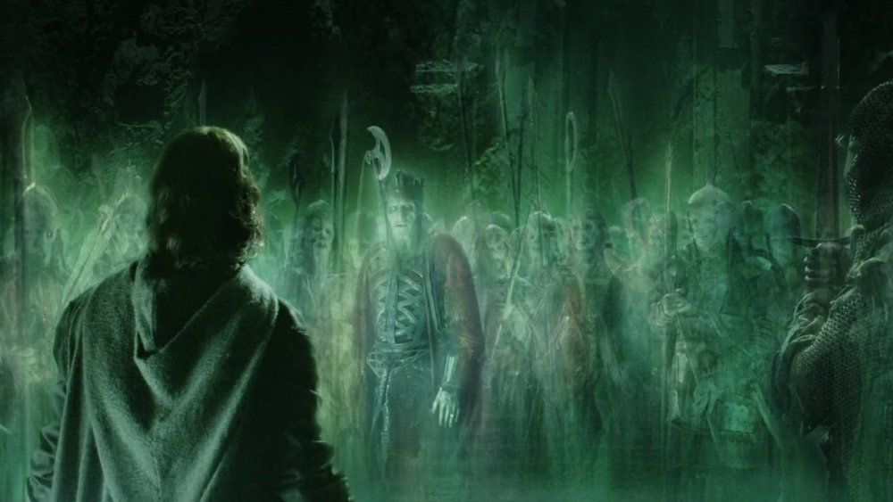 Aragorn is confronted by the Army of the Dead in The Lord of the Rings