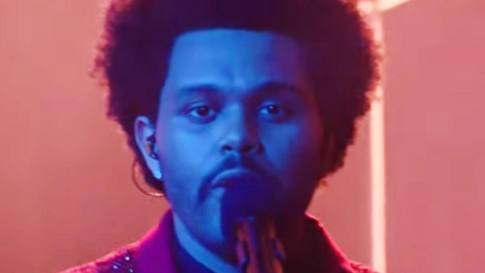 The Weeknd singing at Super Bowl LV