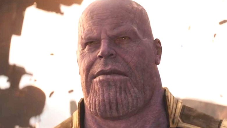 Thanos frowning in wreckage