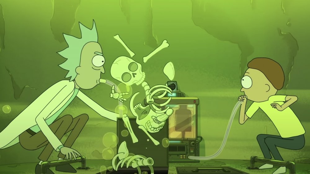 Rick and Morty with the fake vat of acid on Rick and Morty