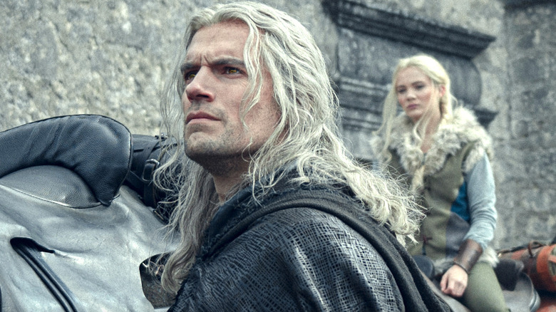 Geralt with Ciri on Horseback