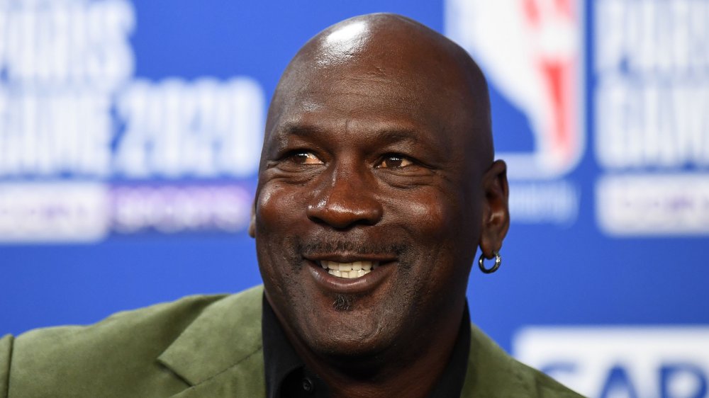 Michael Jordan at a press conference at The AccorHotels Arena in Paris on January 24, 2020.
